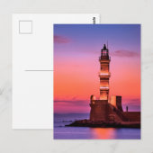 vuurtoren op zonsondergang briefkaart (Voorkant / Achterkant)