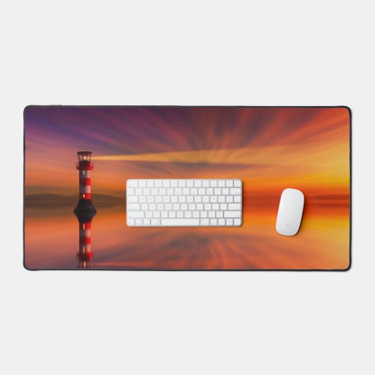 vuurtoren op zonsondergang bureaumat (Keyboard & Muis)