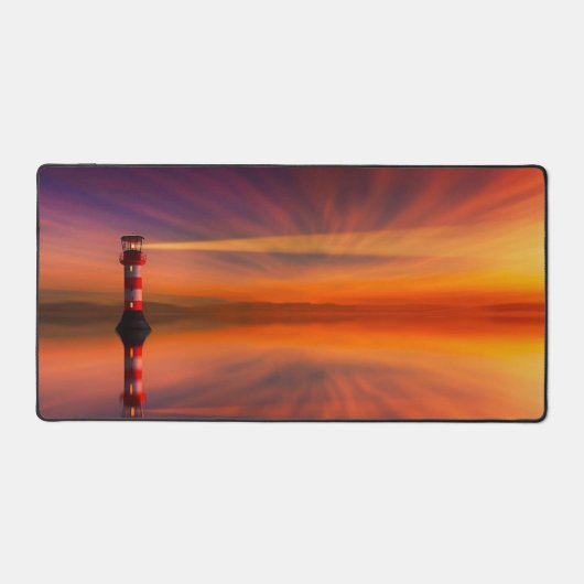vuurtoren op zonsondergang bureaumat (Voorkant)