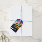 vuurtoren op zonsondergang cadeaulabel (Met Touw)