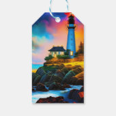 vuurtoren op zonsondergang cadeaulabel (Achterkant)