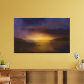 vuurtoren op zonsondergang canvas afdruk (Insitu (Woonkamer))