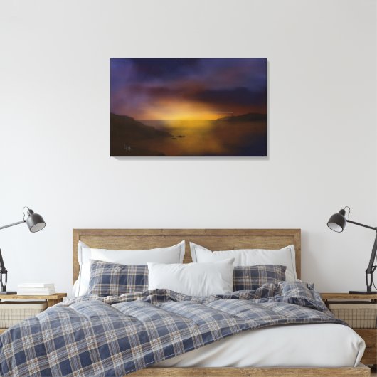 vuurtoren op zonsondergang canvas afdruk (Insitu (Slaapkamer))