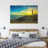 vuurtoren op zonsondergang canvas afdruk (Insitu (Slaapkamer))