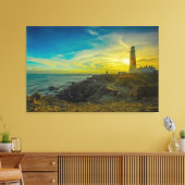 vuurtoren op zonsondergang canvas afdruk (Insitu (Woonkamer))