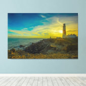 vuurtoren op zonsondergang canvas afdruk (Insitu (Houten vloer))