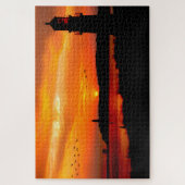 vuurtoren op zonsondergang legpuzzel (Verticaal)