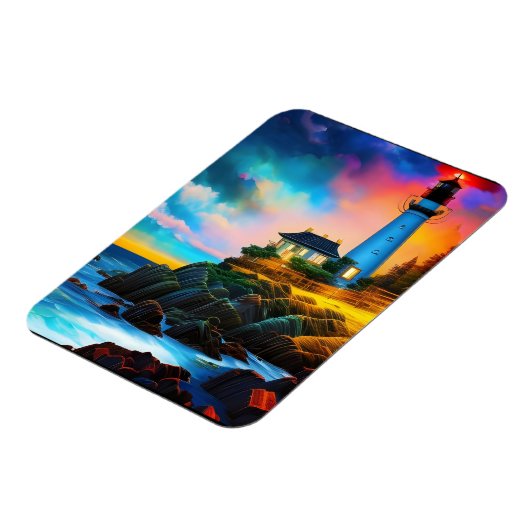 vuurtoren op zonsondergang magneet (Linkerzijde)