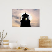 vuurtoren op zonsondergang poster (Keuken)