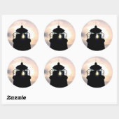 vuurtoren op zonsondergang ronde sticker (Vel)