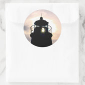 vuurtoren op zonsondergang ronde sticker (Tas)