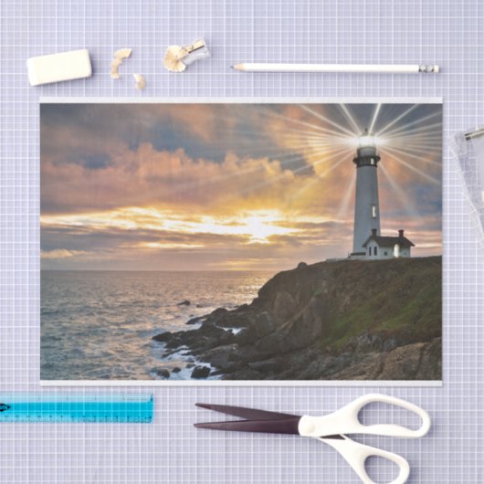 vuurtoren op zonsondergang tissuepapier (Craft)