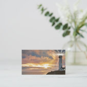 vuurtoren op zonsondergang visitekaartje (Staand voorkant)