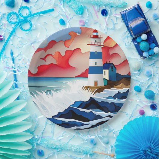 vuurtoren papieren bordje (Feest)