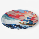 vuurtoren papieren bordje (Gekanteld)