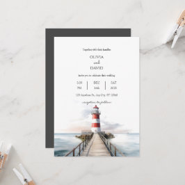 Vuurtoren Pier Oceanisch landschap Nautische bruil Kaart