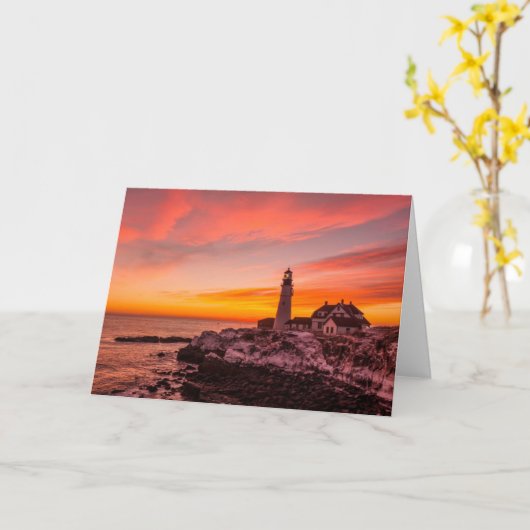 vuurtoren | Portland Head Kaap Elizabeth Maine Kaart (Gele Bloem)