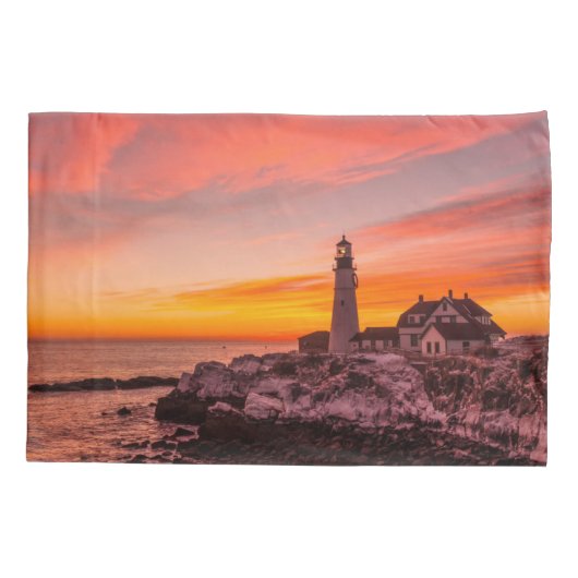 vuurtoren | Portland Head Kaap Elizabeth Maine Kussensloop (Achterkant)