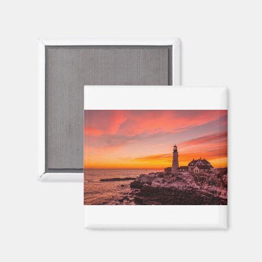 vuurtoren | Portland Head Kaap Elizabeth Maine Magneet (Voorkant / Achterkant)