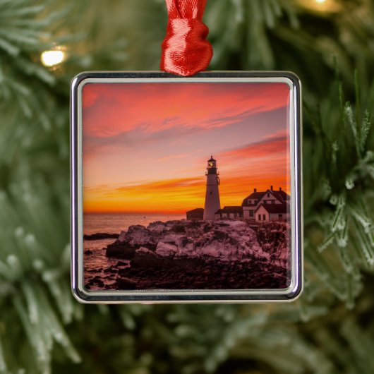 vuurtoren | Portland Head Kaap Elizabeth Maine Metalen Ornament (Boom)