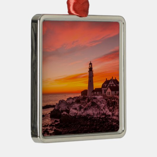 vuurtoren | Portland Head Kaap Elizabeth Maine Metalen Ornament (Rechts)