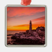 vuurtoren | Portland Head Kaap Elizabeth Maine Metalen Ornament (Voorkant)