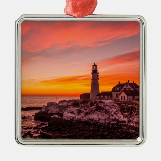 vuurtoren | Portland Head Kaap Elizabeth Maine Metalen Ornament (Voorkant)