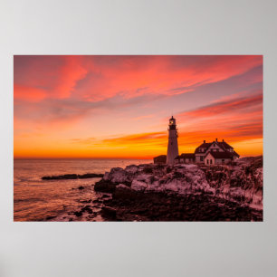 vuurtoren   Portland Head Kaap Elizabeth Maine Poster
