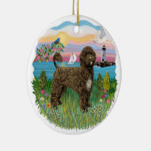 Vuurtoren - Portugese Waterhond #2 bruin Keramisch Ornament (Rechts)