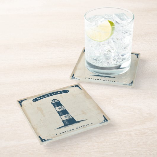  vuurtoren Poster 1 Glazen Onderzetter (Schuin)