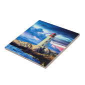 vuurtoren R - kleine keramische tegel Tegeltje (Zijkant)