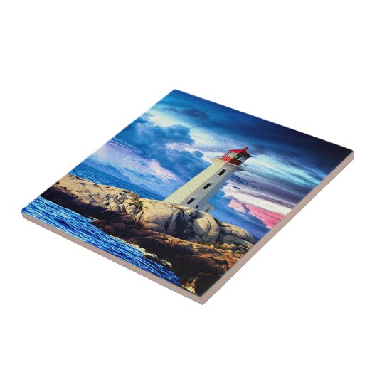 vuurtoren R - kleine keramische tegel Tegeltje (Zijkant)