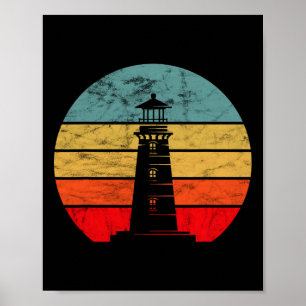 Vuurtoren Retro Vintage Strand Boot Seaside Leven Poster