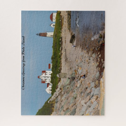 Vuurtoren Rhode Island. Kerstgroeten Legpuzzel (Verticaal)