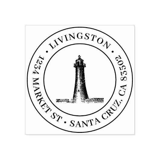 Vuurtoren Ronde Familie Retouradres Rubberstempel (Afrduk)