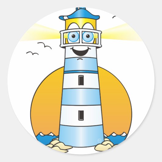 vuurtoren ronde sticker (Voorkant)