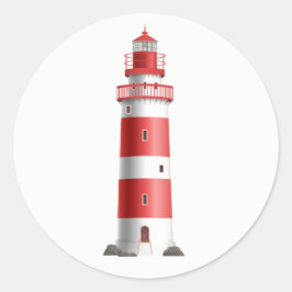 Vuurtoren Rood Bruiloft Strand Bruiloft Vrijgezell Ronde Sticker