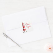 Vuurtoren Rood Dank u Strand Bruiloft Ocean Beach Vierkante Sticker (Envelop)