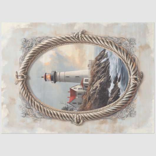 Vuurtoren  Rope Border Art Decoupage Tissuepapier (Voorkant)