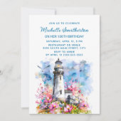 Vuurtoren Roze Bloemen 100ste Verjaardag Kaart (Voorkant)