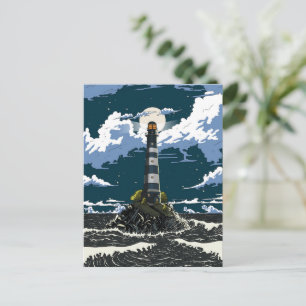 Vuurtoren 's Nachts Briefkaart