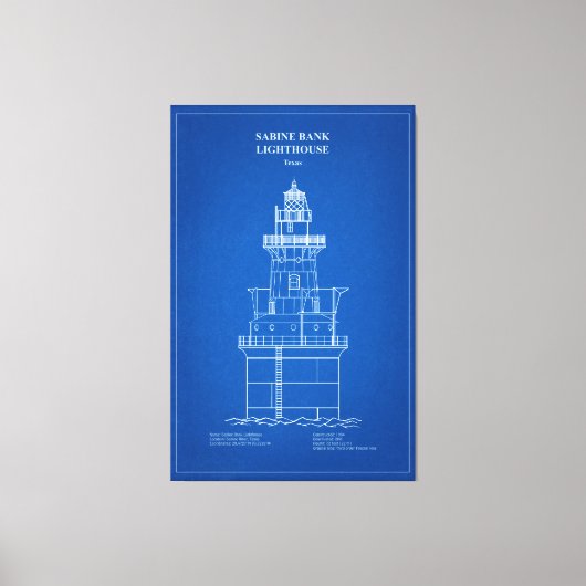 Vuurtoren Sabine Bank - Texas - AD Canvas Afdruk (Voorkant)