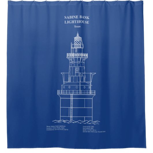 Vuurtoren Sabine Bank - Texas - AD Douchegordijn (Voorkant)