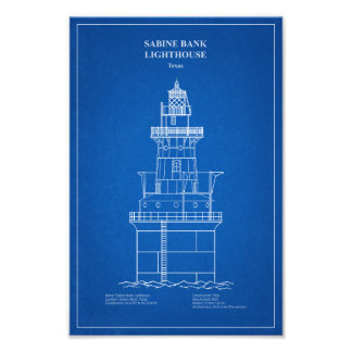 Vuurtoren Sabine Bank - Texas - AD Foto Afdruk