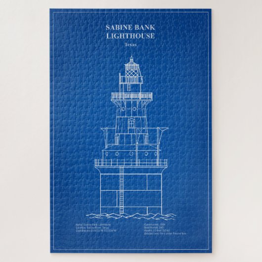 Vuurtoren Sabine Bank - Texas - AD Legpuzzel (Verticaal)