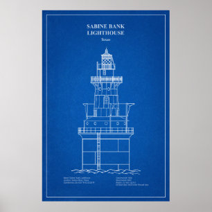 Vuurtoren Sabine Bank - Texas - AD Poster