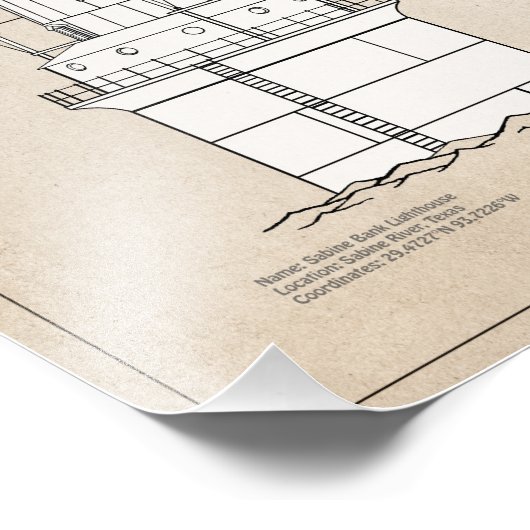 Vuurtoren Sabine Bank - Texas - SBD Foto Afdruk (Hoek)