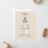 Vuurtoren Sabine Bank - Texas - SBD Notitiekaartje (Voorkant / Achterkant in situ)