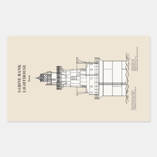 Vuurtoren Sabine Bank - Texas - SBD Rechthoekige Sticker (Voorkant)