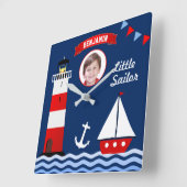 Vuurtoren Sailboat Name Foto Nautical Kinder Room Vierkante Klok (Hoek)